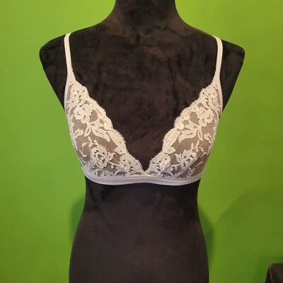 Excelente Sujetador Bralette COSABELLA Trenta Malla Marfil con Encaje Satinado Blanco Talla: S Foto 1 de 3