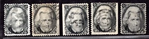 US 1861 ANDREW JACKSON FIVE COPIES LIGHTLY USED SC. #73 - Picture 1 of 2