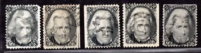 US 1861 ANDREW JACKSON FIVE COPIES LIGHTLY USED SC. #73 - Image 1 of 2