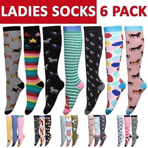 Ladies Welly Socks Thermal Wellington Boot Womens Novelty Bed Hiking 3, 6 Pairs