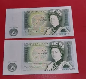 2  X  £1  Error  Somerset Notes ,, Last Serial Number(2 )  Misalined  Unc/aunc   - Picture 1 of 4