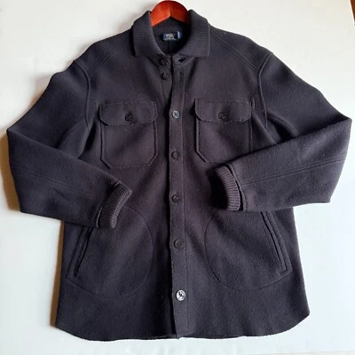 Polo Ralph Lauren Mezcla de Lana Camisa Chaqueta Suéter - Azul Marino - Para Hombre Mediano Foto 1 de 4