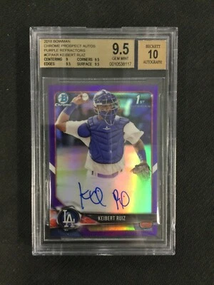 BGS 9.5 2018 Bowman Chrome 1st #CPA-KR Keibert Ruiz Purple Refractor Auto /250 - Image 1 of 2