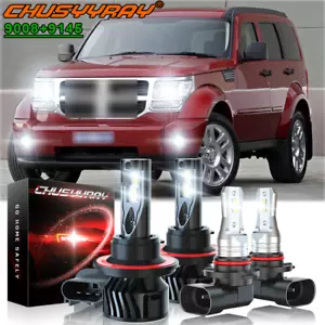For Dodge Nitro 2007-2009 6000K 4X LED Headlights High/Low + Fog Bulbs Combo Kit - Foto 1 di 11
