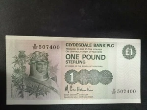 1985 Stempelglanz Clydesdale £1 Schein - Bild 1 von 8