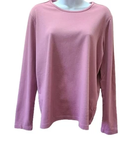 L.L. Bean Shirt Womens L Top Pink Cotton Long Sleeve Crew Neck Pullover Shirt - Picture 1 of 11