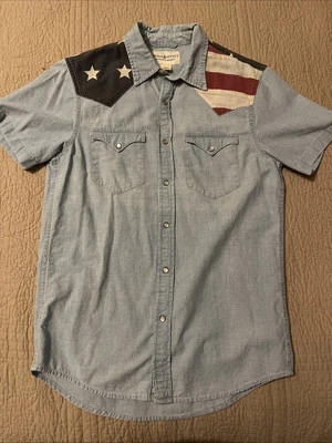 Camisa Denim & Supply Ralph Lauren Para Hombres Pequeña Azul Perla Snap Chambray Estrellas de EE. UU. Foto 1 de 4