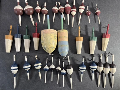 33 Flotadores Bobber de Pesca de Madera Decoración Adornos Navidad Estilo Vintage Foto 1 de 4