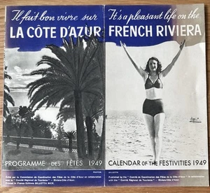 1949 FRENCH RIVIERA 40's CALENDAR OF FESTIVITIES Leaflet Travel Cote D'Azur - Picture 1 of 3