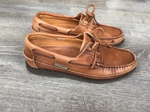 MEPHISTO Hurrikan Boat Shoes Men's US Size 8 Spinnaker Brown Leather Comfort - Picture 1 of 12
