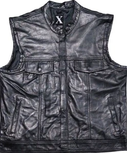 Mens Leather Vest Fashion Trendy SOA Style Biker Riding Soft Waistcoat XS-6XL - Picture 1 of 3