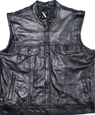Mens Leather Vest Fashion Trendy SOA Style Biker Riding Soft Waistcoat XS-6XL - Image 1 of 3