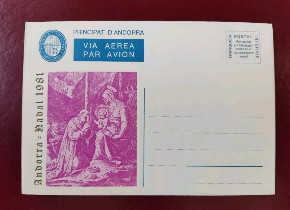 SELLOS ANDORRA MNH VEGUERÍA EPISCOPAL 1981. SOBRE FRANQUICIA AEREA. NAVIDAD  - Imagen 1 de 1