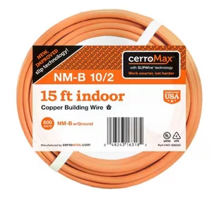 15 Fuß 10/2 Orange Solide CerroMax SLiPWire Kupfer NM-B Draht - Bild 1 von 9
