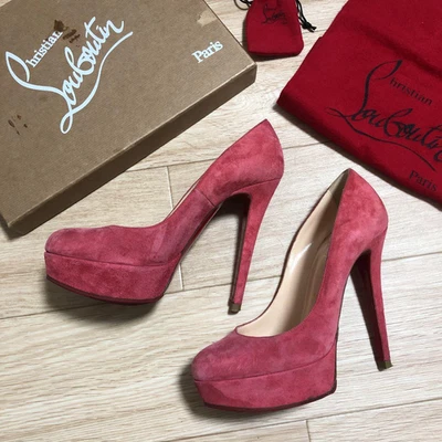 Zapatos de salón Christian Louboutin Bianca 140 punta redonda talla 37 gamuza rosa con caja Foto 1 de 4
