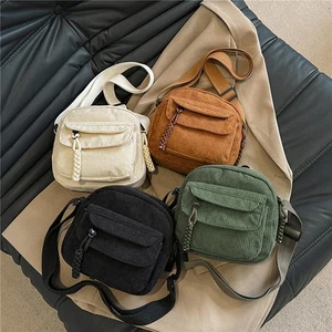 Borsa a tracolla piccola in velluto a coste alla moda unisex casual borsa a tracolla regalo alla moda - Foto 1 di 28