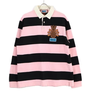 GUCCI 672422 Pineapple patch stripe long sleeve polo shirt/ tops 38 Pink / Black - Picture 1 of 6