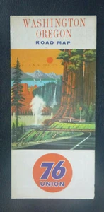 1964 Washington Oregon road map Union 76 oil gas early interstate - Picture 1 of 4
