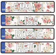 Ride on Number Plates Personalised with Kids Name - Flower Design Stickers