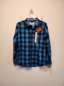 Urban Pipeline Boys Blue Checkered Long Sleeve Max Flex Button Down Shirt 18/20 - Picture 1 of 6