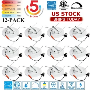 5/6 inch 5CCT LED Recessed Lighting 12 Pack,1050LM Ultra-Thin Flat LED Can Light - Picture 1 of 19