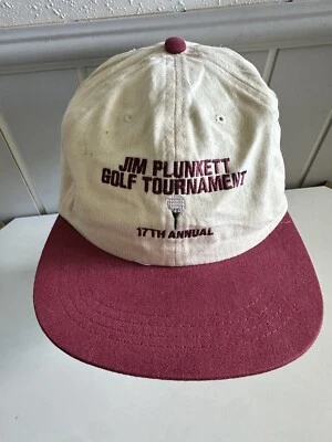 Vintage Jim Plunkett 17 Annual Golf Tournament Red & Ivory Strapback Cap - Image 1 of 4