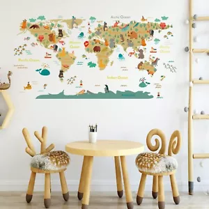 Kids World Map Adhesive Wallpaper Removable Wall Stickers Children Room Decor - Picture 1 of 7