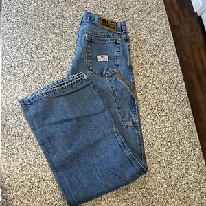 Vintage 90s Polo Ralph Lauren Painter Jeans 18 Waist 28 EUC Rare Leather Trim - Picture 1 of 20
