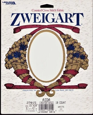 Cross Stitch Zweigart Bright White 18 ct Aida Germany Switzerland Fabric 15x18" - Image 1 of 2