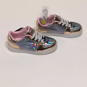 Skechers Energy Lights Girl's Sneakers Shiny Shoes Rose Gold Size 1.5 - Picture 1 of 8
