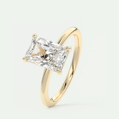 Diamond Wedding 18k Yellow Gold Ring Lab Grown Radiant 2 Carat IGI Certified - Image 1 of 4