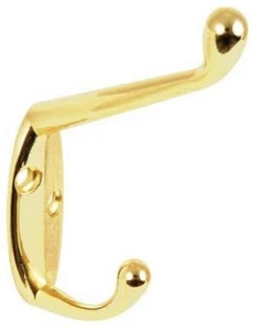 10x Securpak Door Wall Clothes Metal Double Hat & Coat Hooks Hanger - Brass - Picture 1 of 1