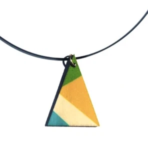 MOD! Abstrakte Kunst Geometrischer Farbblock Anhänger Neu Schwarz Hartdraht Halsband - Bild 1 von 3