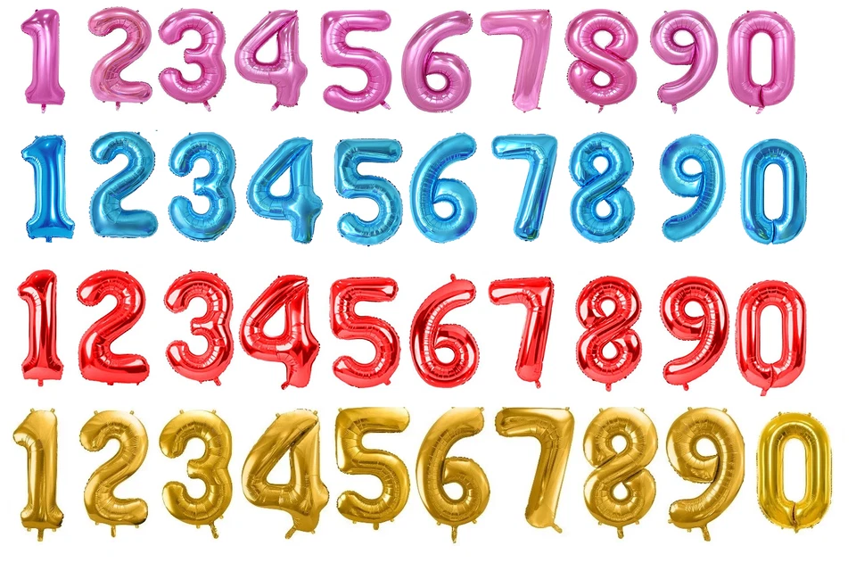 Цветные фольгированные воздушные шары с цифрами для празднования дня рождения 32 дюйма - Изображение 1 из 1