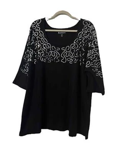 Nuevo con etiquetas Top Roamans Mujer Talla 1X 22 24 Negro Túnica Detalle Lentejuelas 3 4 Mangas Informal - Imagen 1 de 7