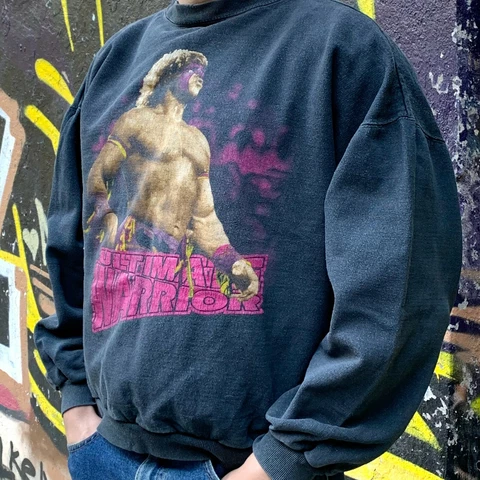 Rare Vintage Faded Ultimate Warrior Sweatshirt Cover