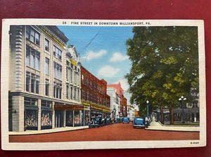 c1941 Stearns & Sons, Pine Street, Downtown Williamsport, Pa. Vintage Postcard - Picture 1 of 2