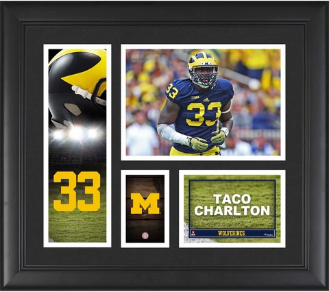 Taco Charlton Michigan Wolverine Framed 15" x 17" Player Collage - Fanatics Cover