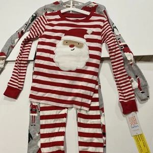 2 Set Pk 4 Pc New Just One You Carter's Santa Pajama Set Size 5 red white grey - Picture 1 of 7