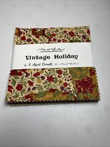 Vintage Holiday Charm Pack Moda April Cornell 5x5 squares 40pcs - Picture 1 of 12