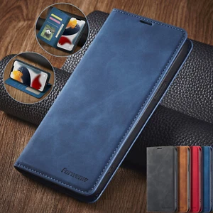 For iPhone 16 Pro Max 15 14 13 12 11 SE 7 8 XR Leather Flip Magnetic Wallet Case - Picture 1 of 23