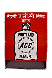 Vintage Porzellan Emailschild Portland ACC Zement mit Zementbeutel Werbung"11 - Bild 1 von 3