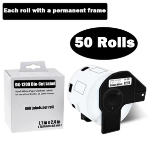 50 ROLLS Replacement for Brother DK-1209 Die-Cut Small Address/Barcode Labels - Picture 1 of 11