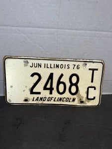 Vintage Illinois 1976 Juni Nummernschild 2468 TC Land Of Lincoln Wandkunst Deco - Bild 1 von 4