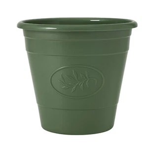 Maceta de barril de plástico verde 23 cm redonda resistente a la intemperie 6L maceta ligera - Imagen 1 de 24