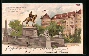 Lithographie Stuttgart, Kaiser-Wilhelm Denkmal - Picture 1 of 2