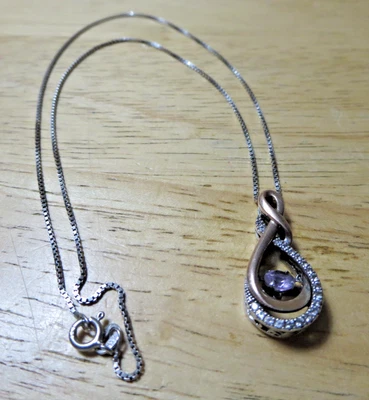 10k Gold & Sterling Diamonds & Amethyst OTC Infinity Necklace & Pendant Jewelry - Image 1 of 4