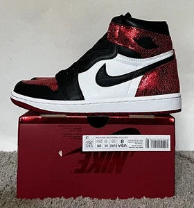 Size 8W- Nike Air Jordan 1 High Retro OG 'Ruby' Black Red White FD2596-602 - Picture 1 of 5