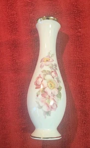 Vtge Gerold Porzellan Tettau Bavaria West Germany Pink Bud Floral Vase 6" High - Picture 1 of 8