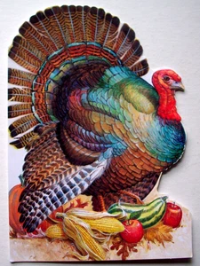 Biglietto di auguri del Ringraziamento Orgoglioso Turchia in rilievo non firmato vintage *XX11 - Foto 1 di 3